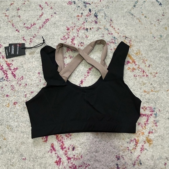 n: Philanthropy Tillie Sports Bra in Black Cat & Camel - Picture 4 of 4
